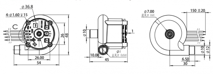 Yüksek MTTF 12V Brushless Centrifugal Fan Blower İç Sürücü ve Sınıf F yalıtım ile 0
